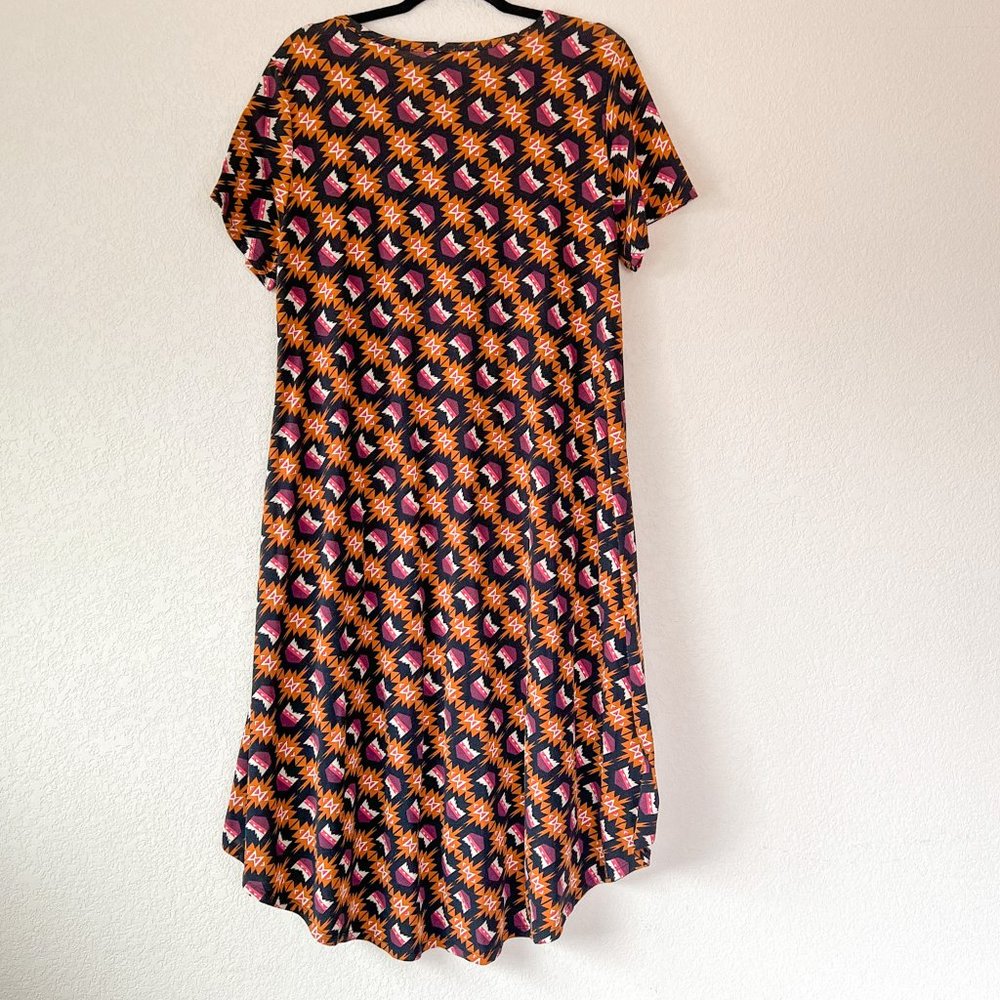 LuLaRoe Multicolor Aztec Print Dress - Orange, Pink, Black - Picture 4 of 4
